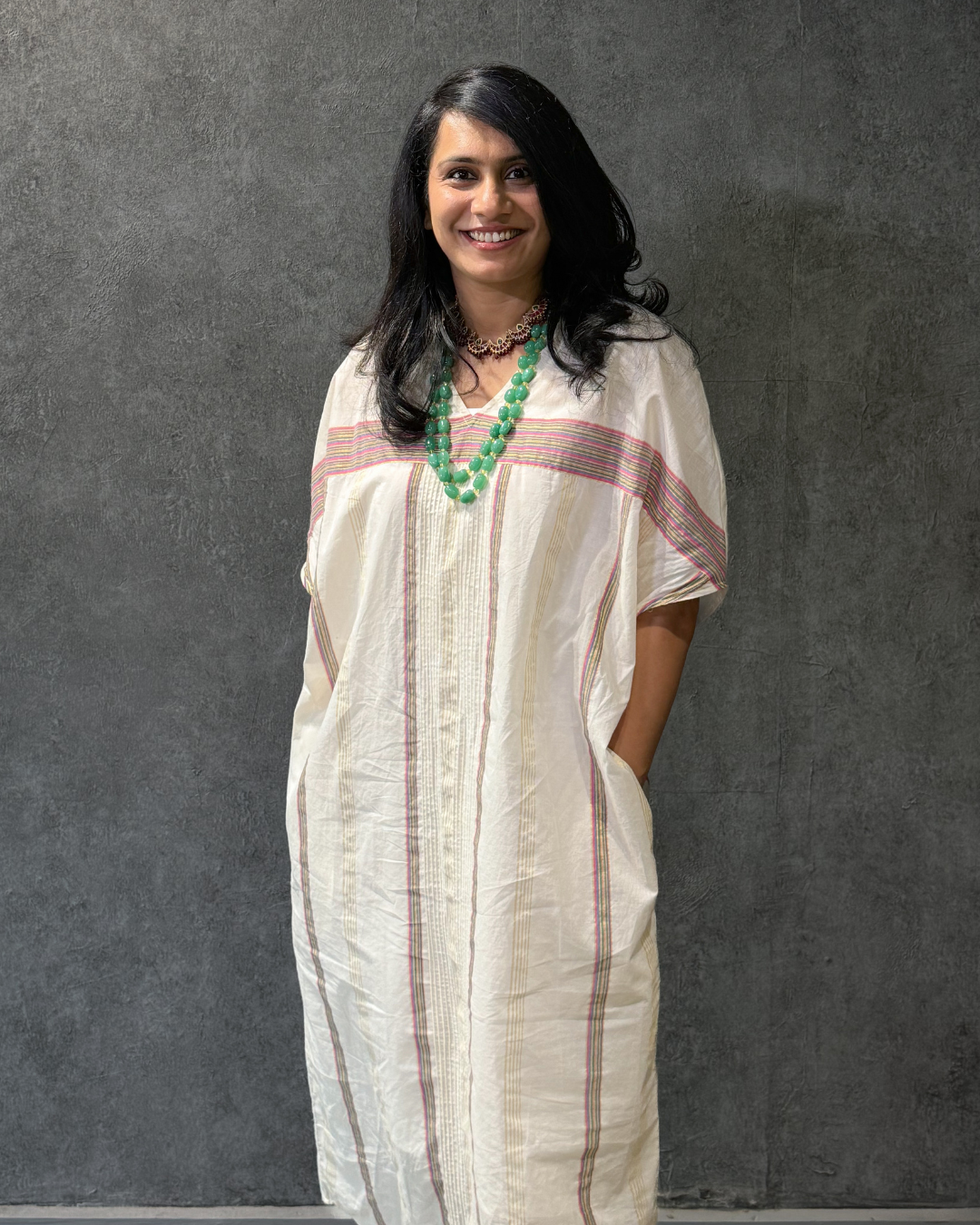 Kochuthankam White Kasavu Kaftan