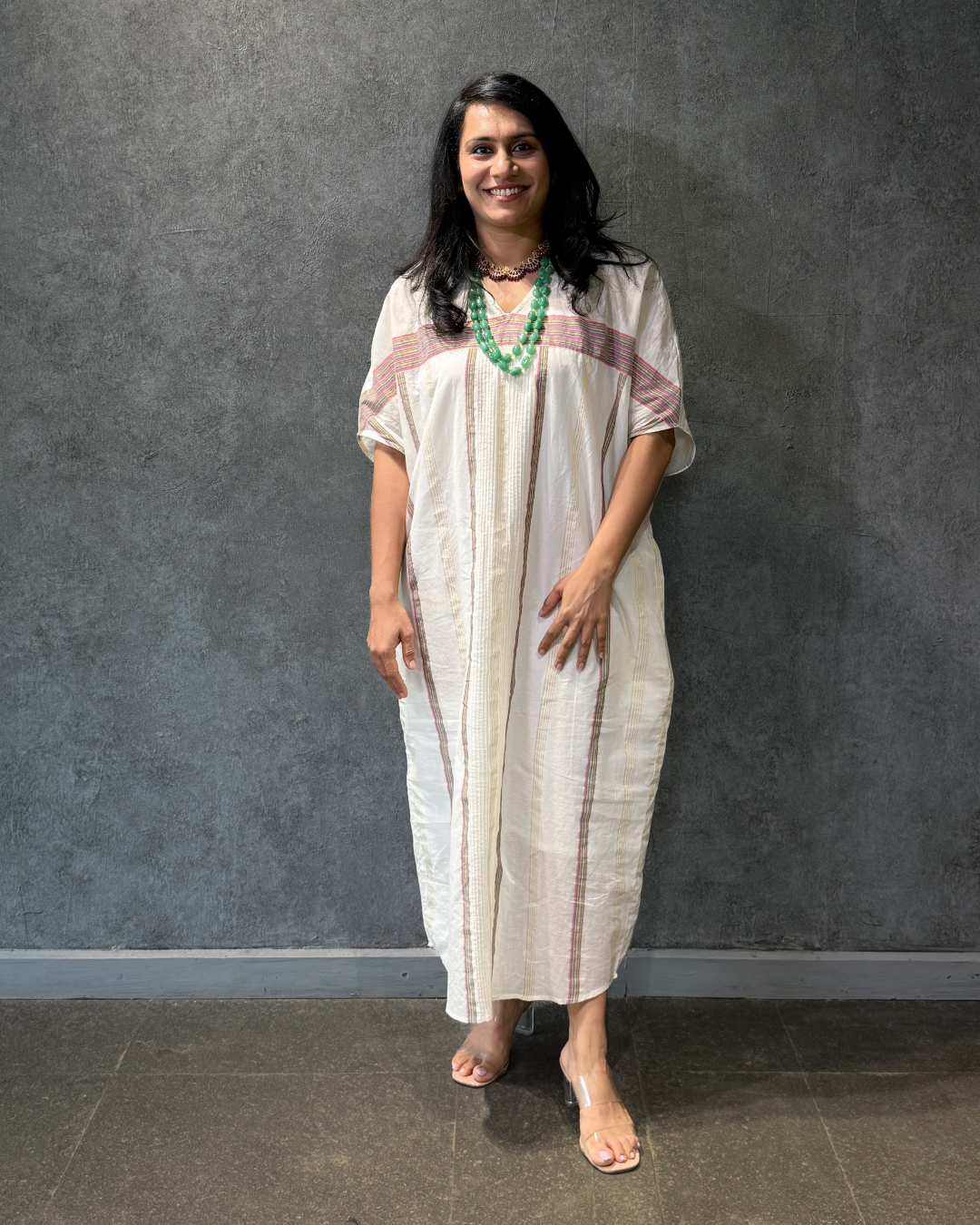 Kochuthankam White Kasavu Kaftan