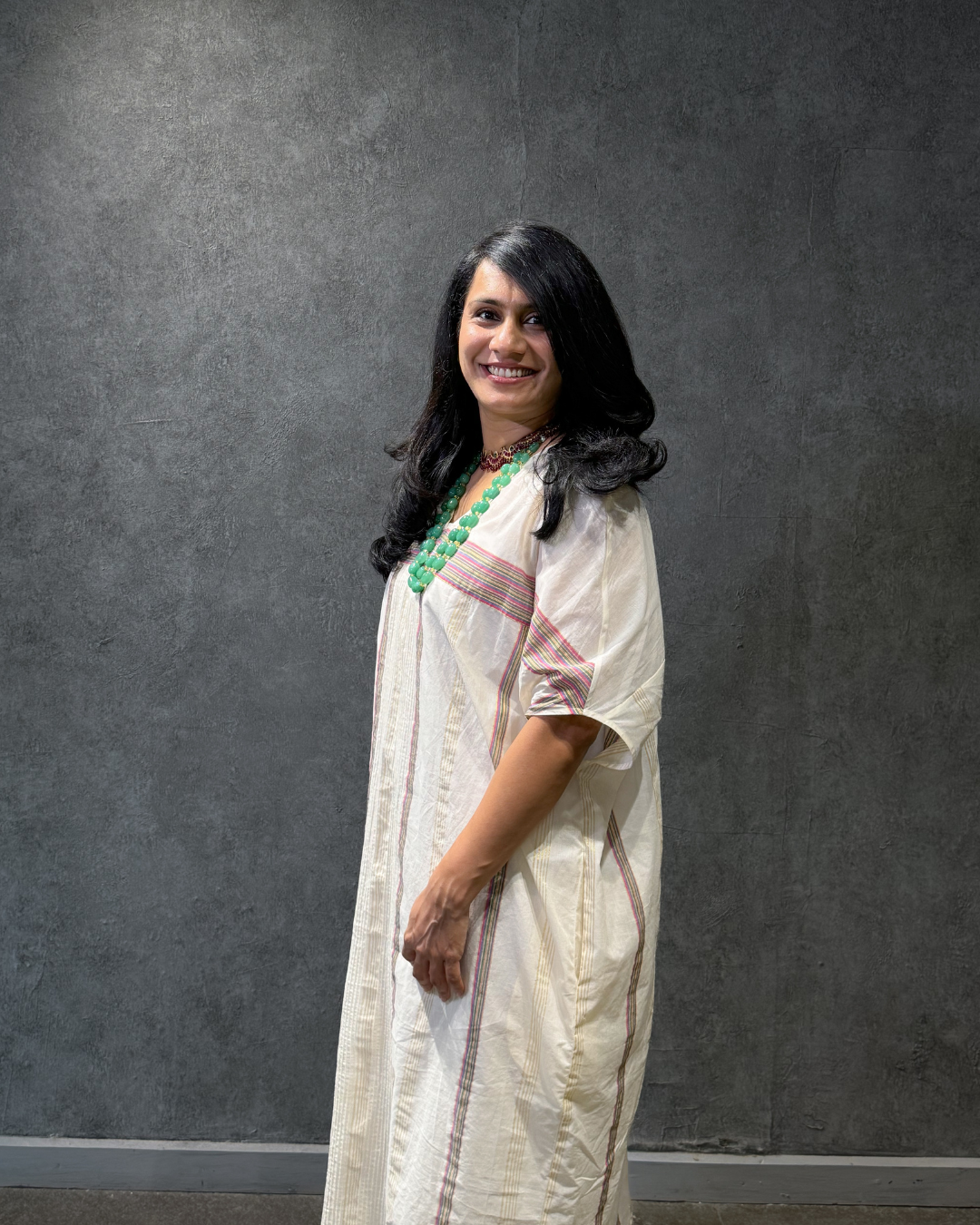 Kochuthankam White Kasavu Kaftan