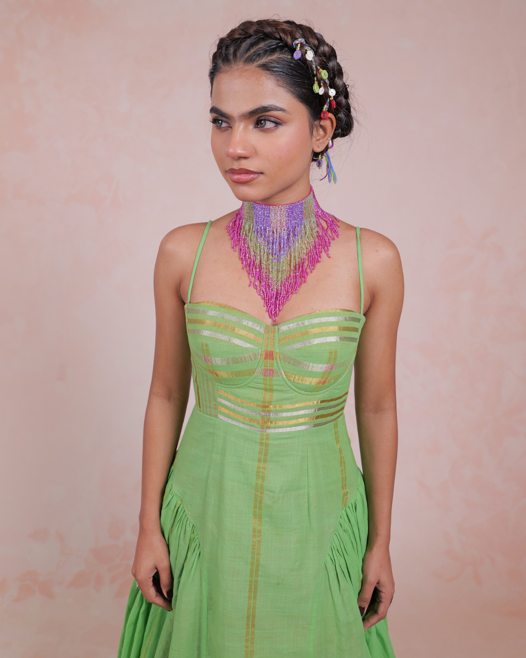 Gathika Multicolor Beaded Fringe Necklace