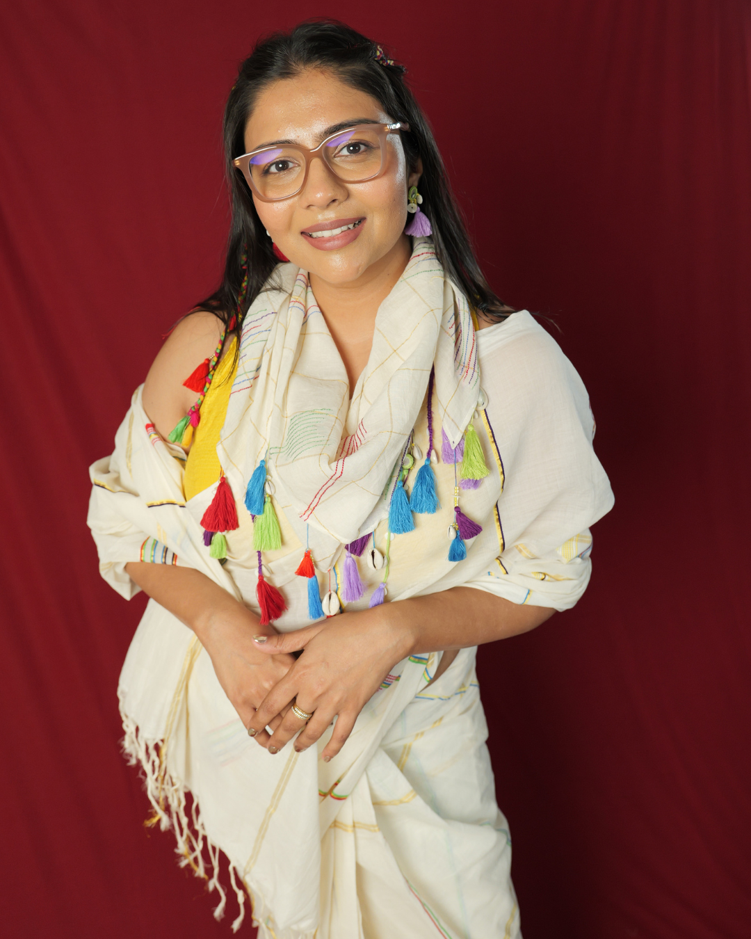 Ummukulusu Off White Scarf with Tassels