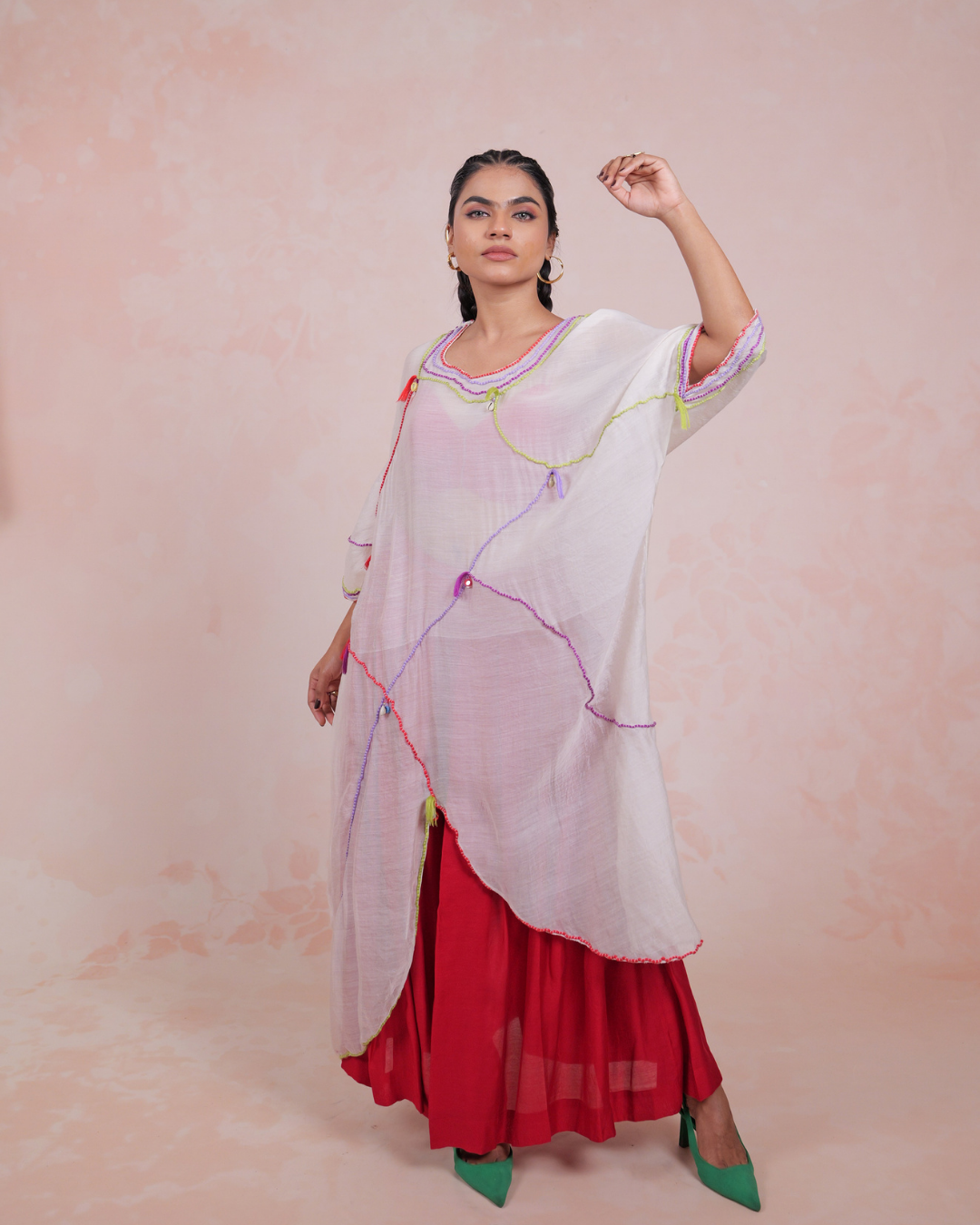 Veena Off White Modal Silk Tunic