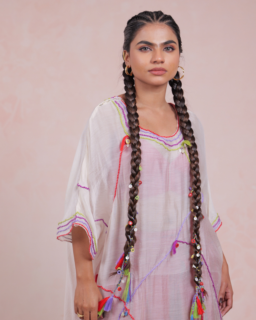 Veena Off White Modal Silk Tunic