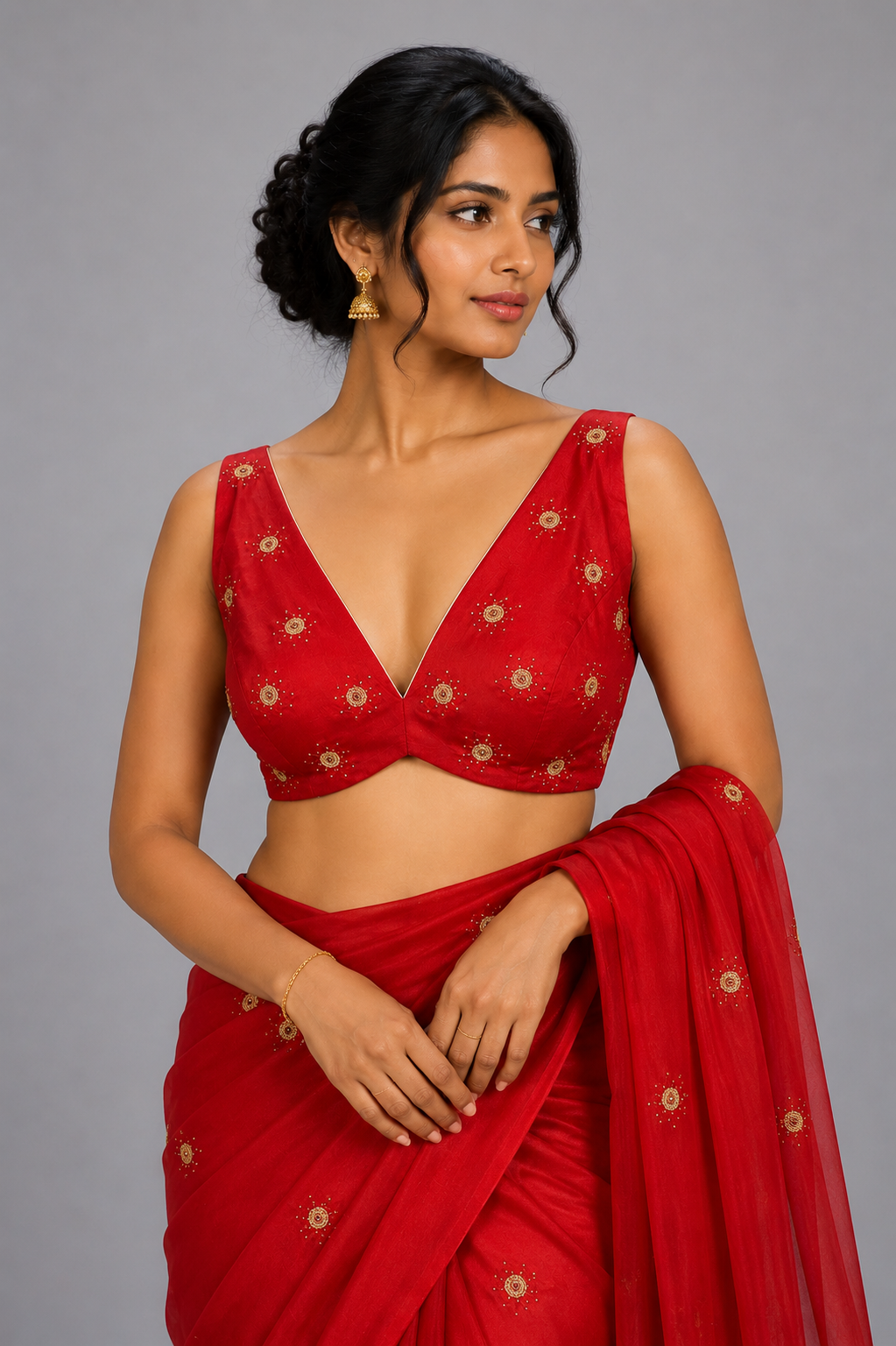 Red Upada silk Blouse