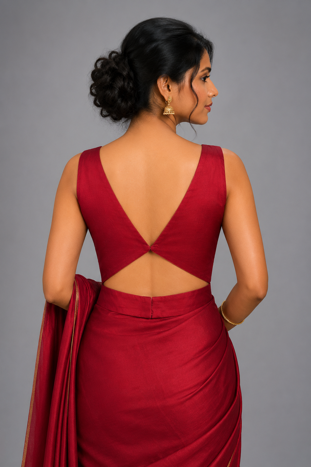 Red silk sleeveless blouse