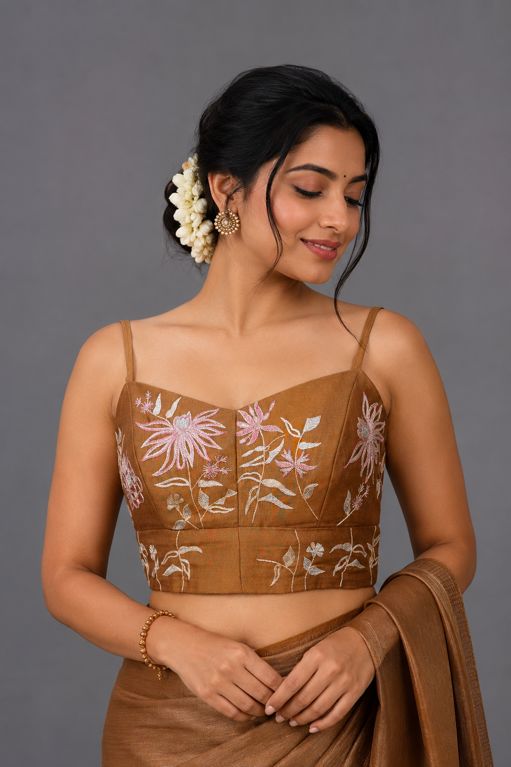 Floral thread embroidery Blouse