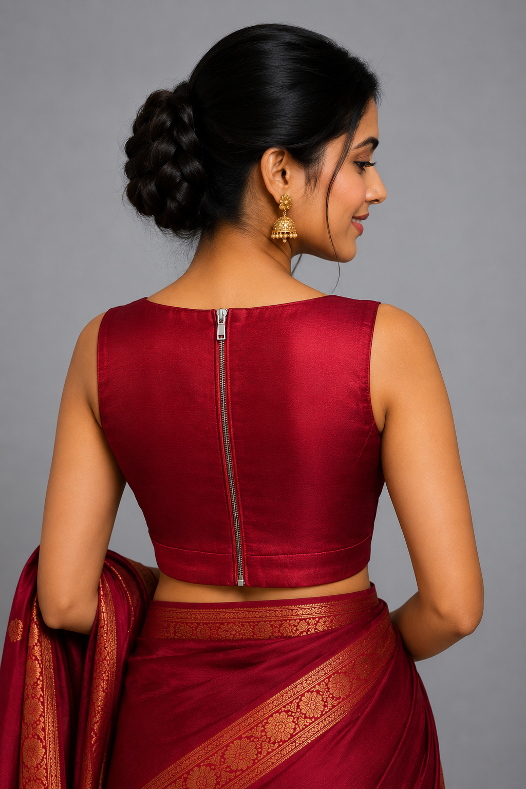 Red V NECK BLOUSE