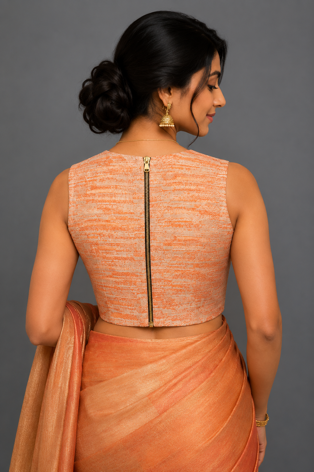 Orange Raw silk blouse