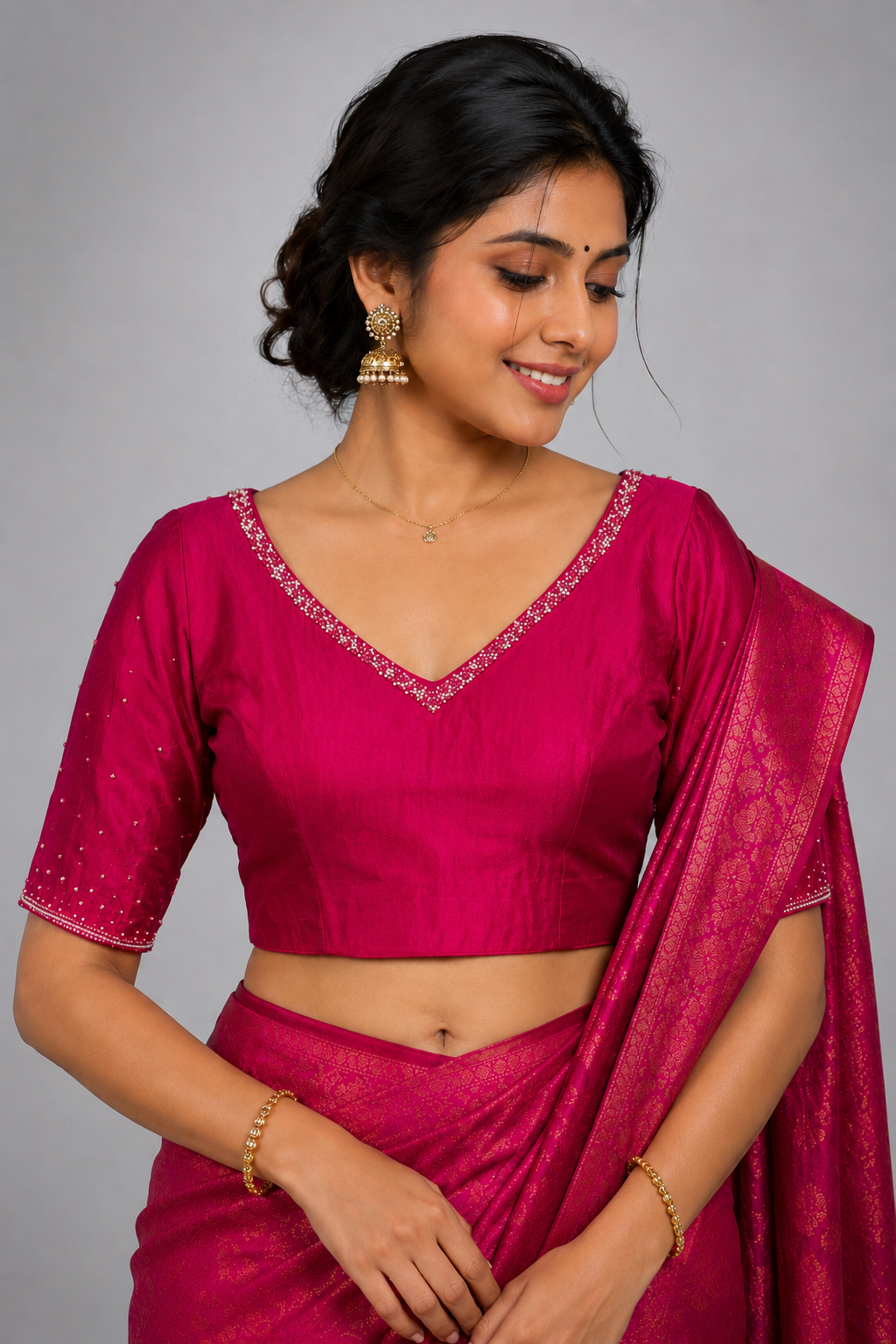 magenta blouse