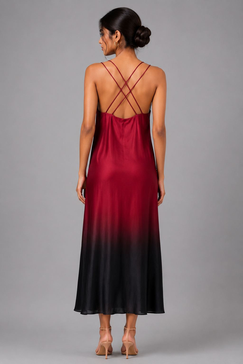 Modal satin ombré slip dress