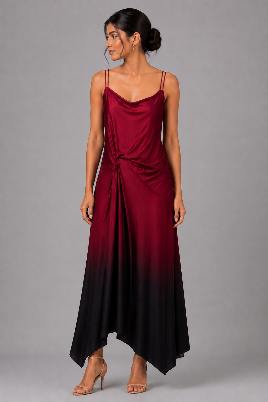 Modal satin ombré slip dress