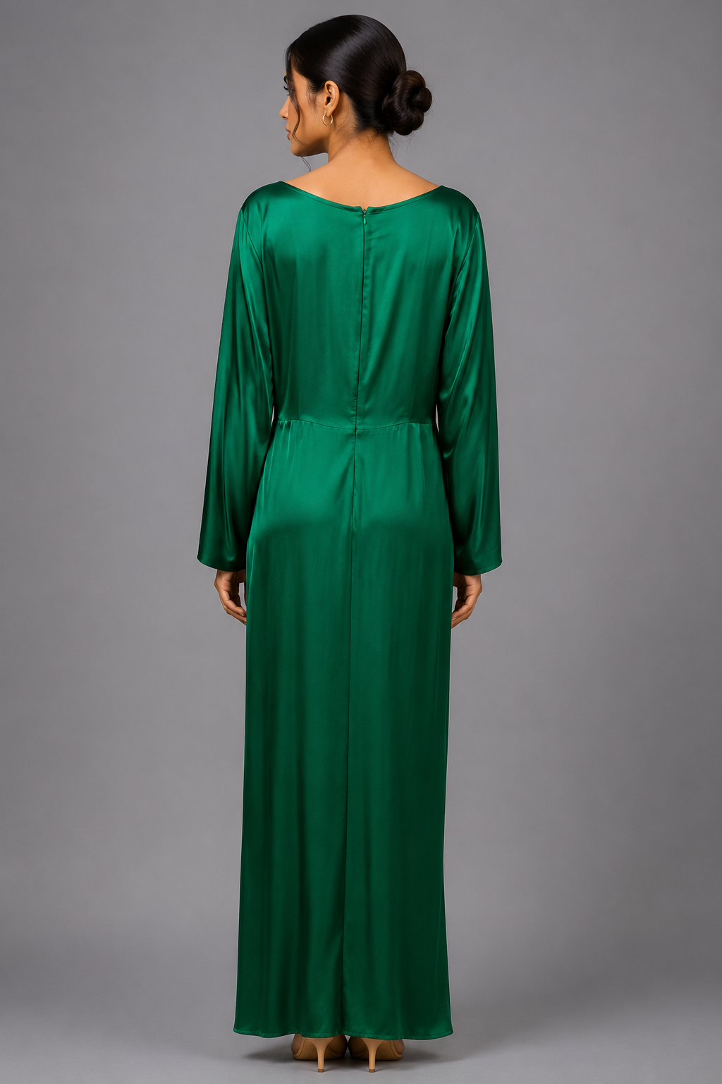 Emerald green modal silk maxi dress