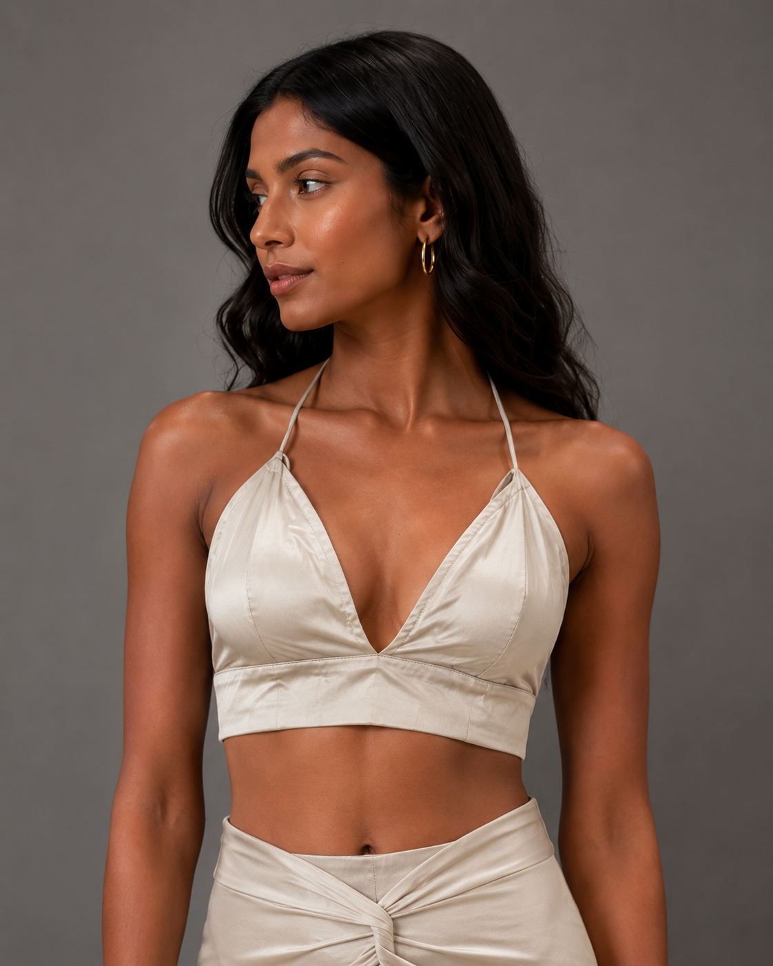 Silver spaghetti strap blouse