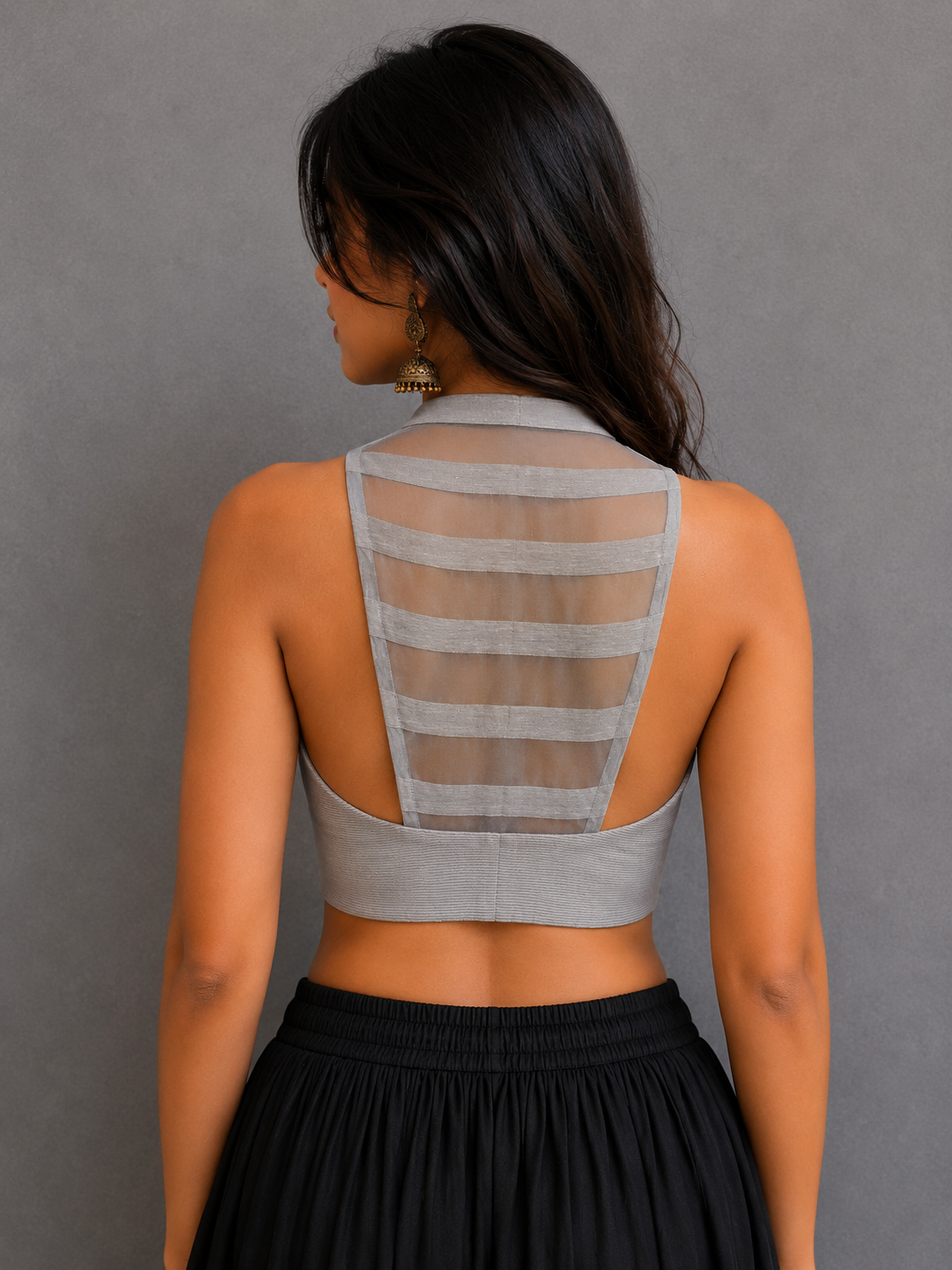 Grey halter neck blouse