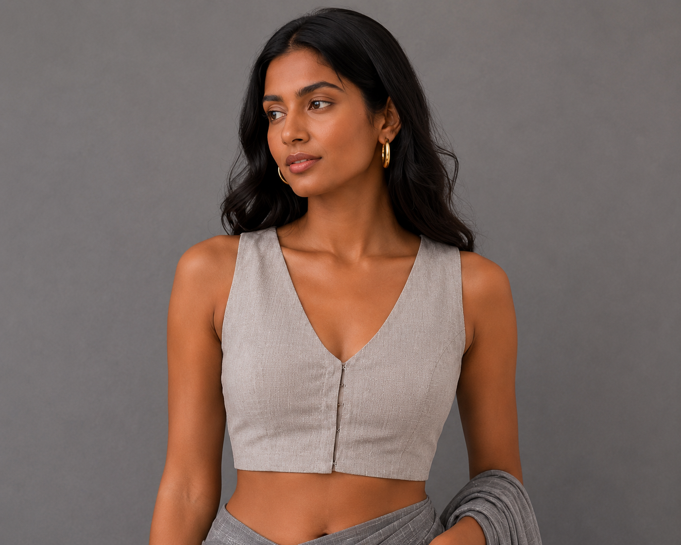 Grey halter neck blouse