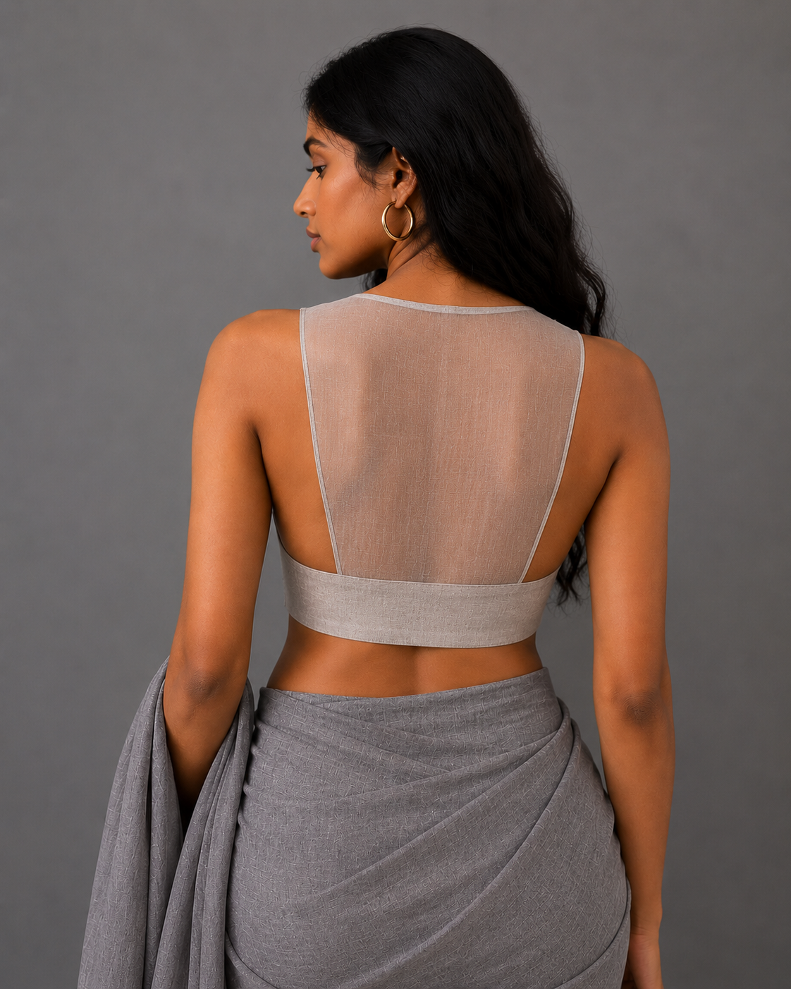 Grey halter neck blouse