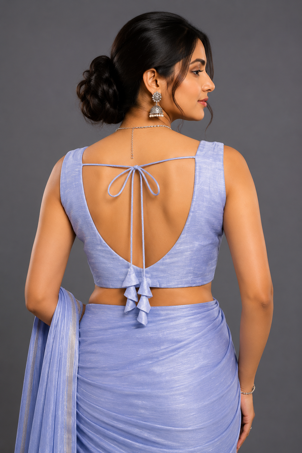 Powder Blue Linen Satin Blouse