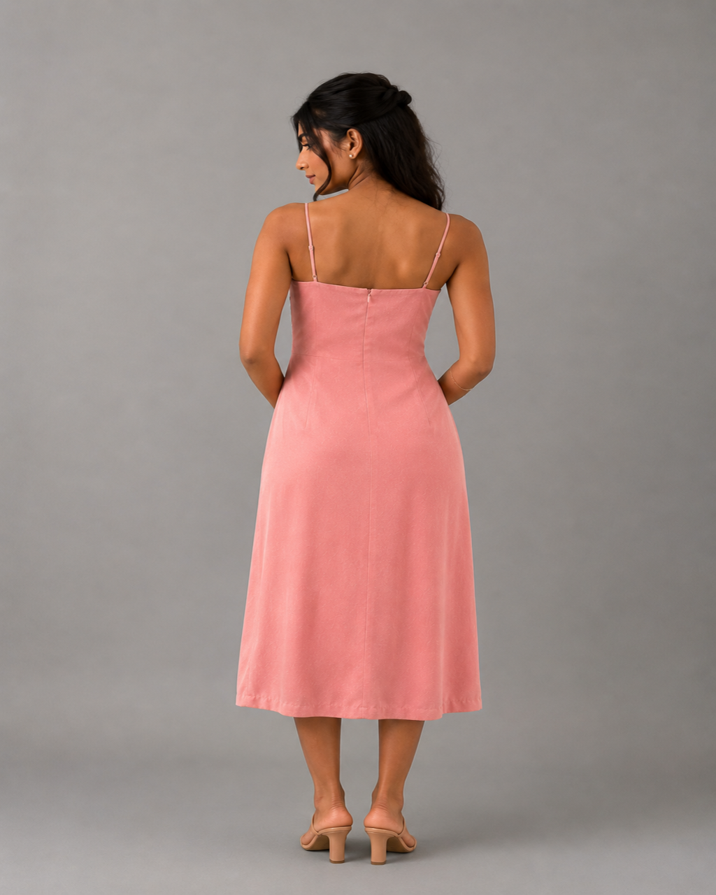 Satin Midi with Sculpted Pleats