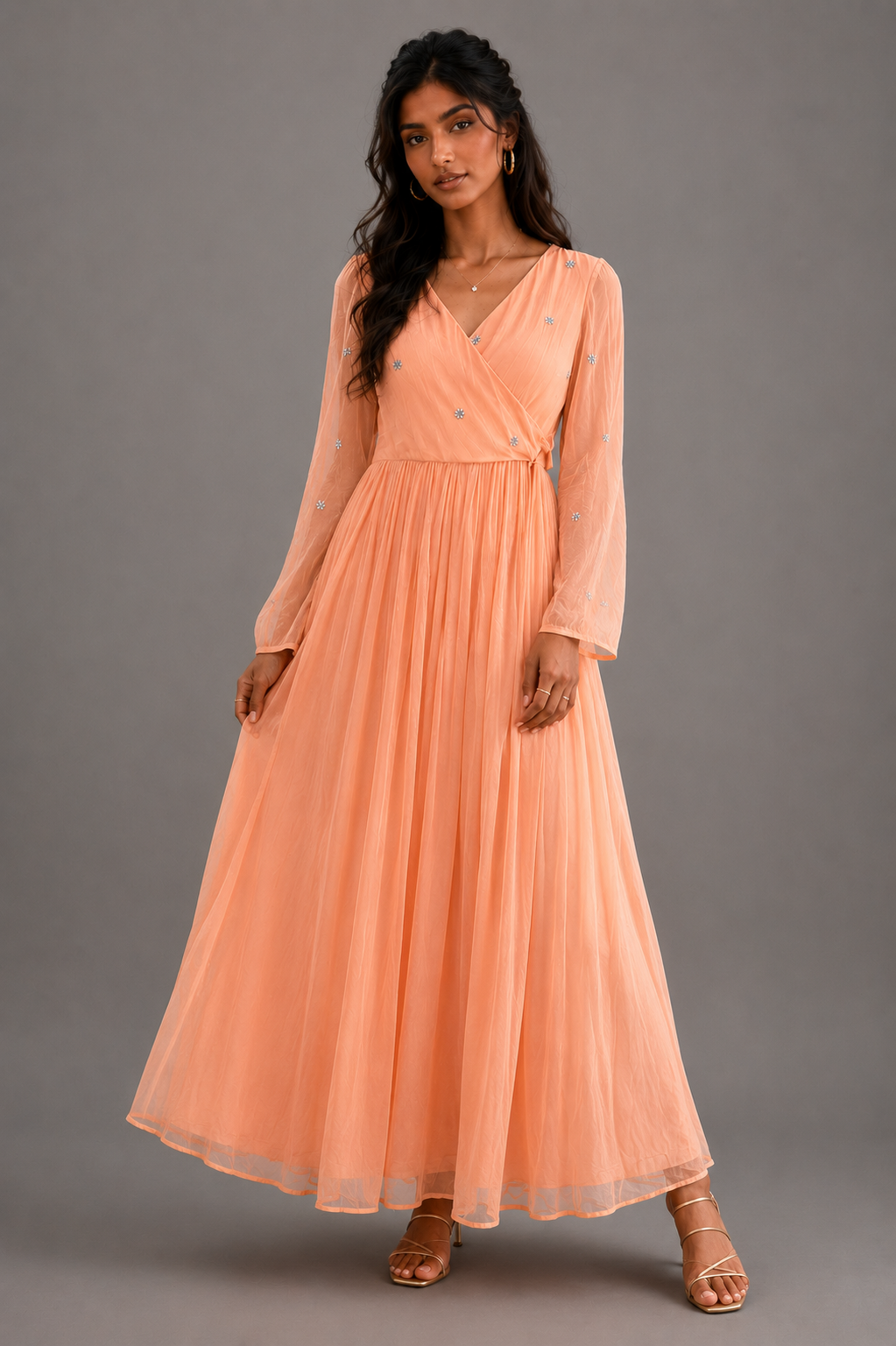 Blush Pleated Wrap Dress