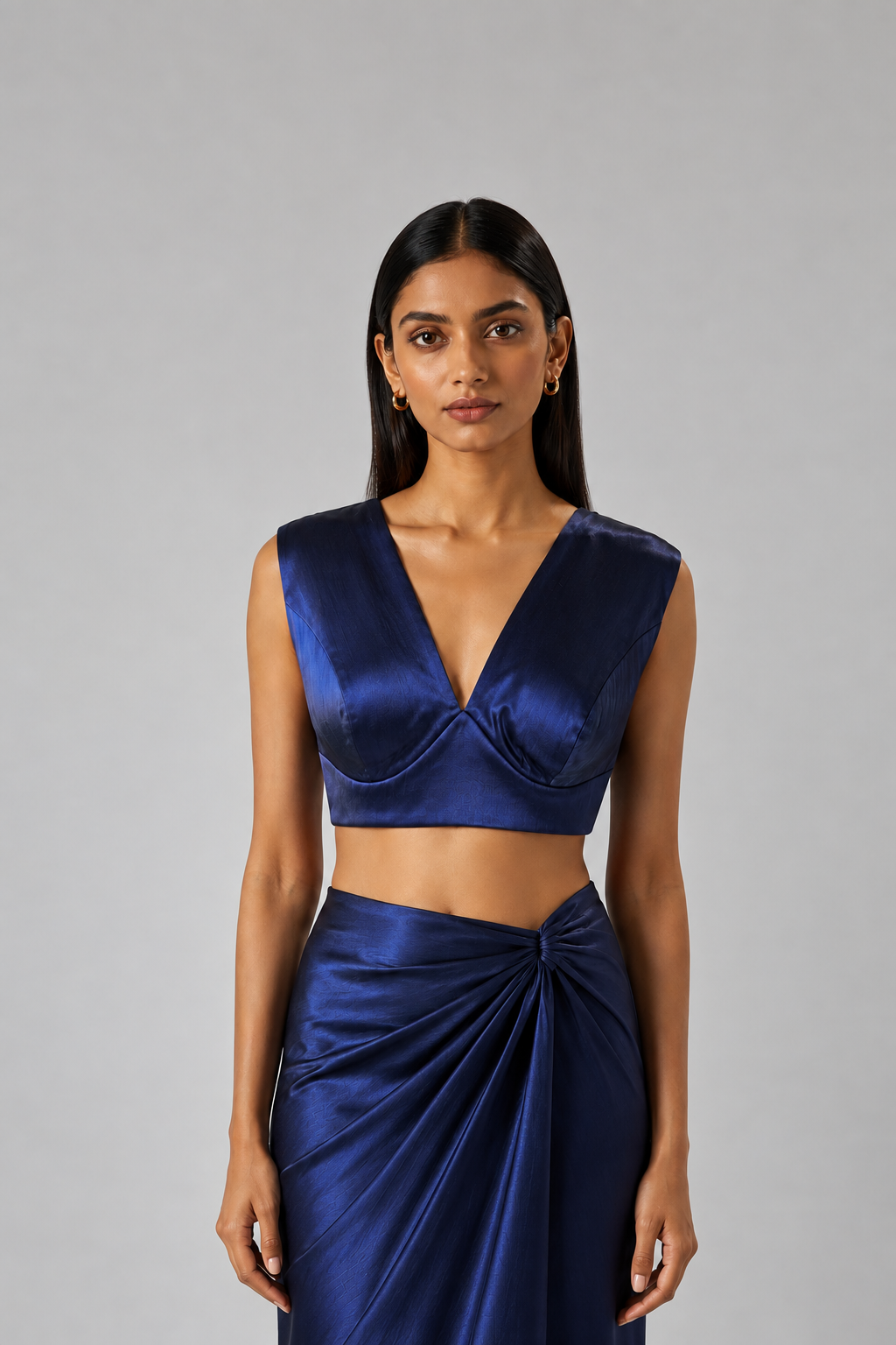 Royal Blue Satin Blouse