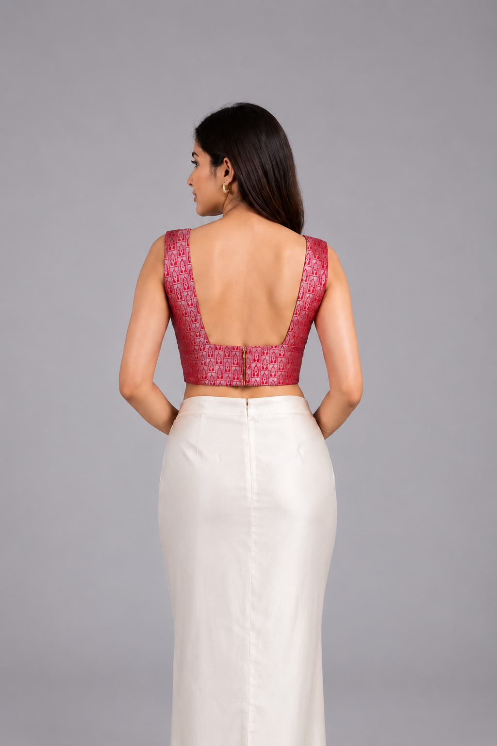 Ruby Red Brocade Blouse