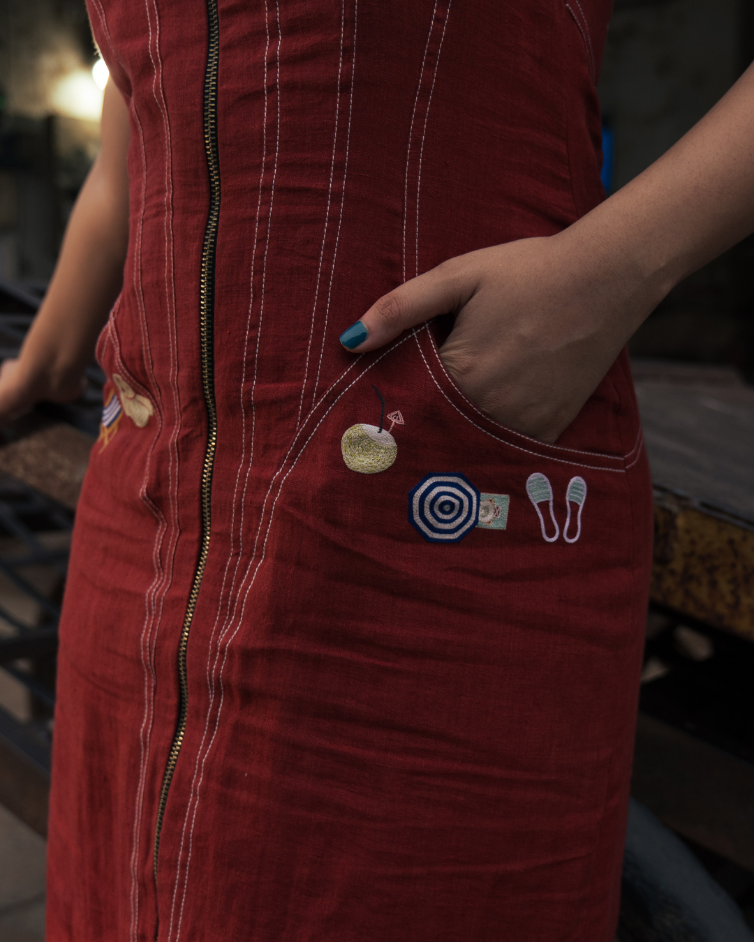 ROXANNE CORSET LINEN DRESS