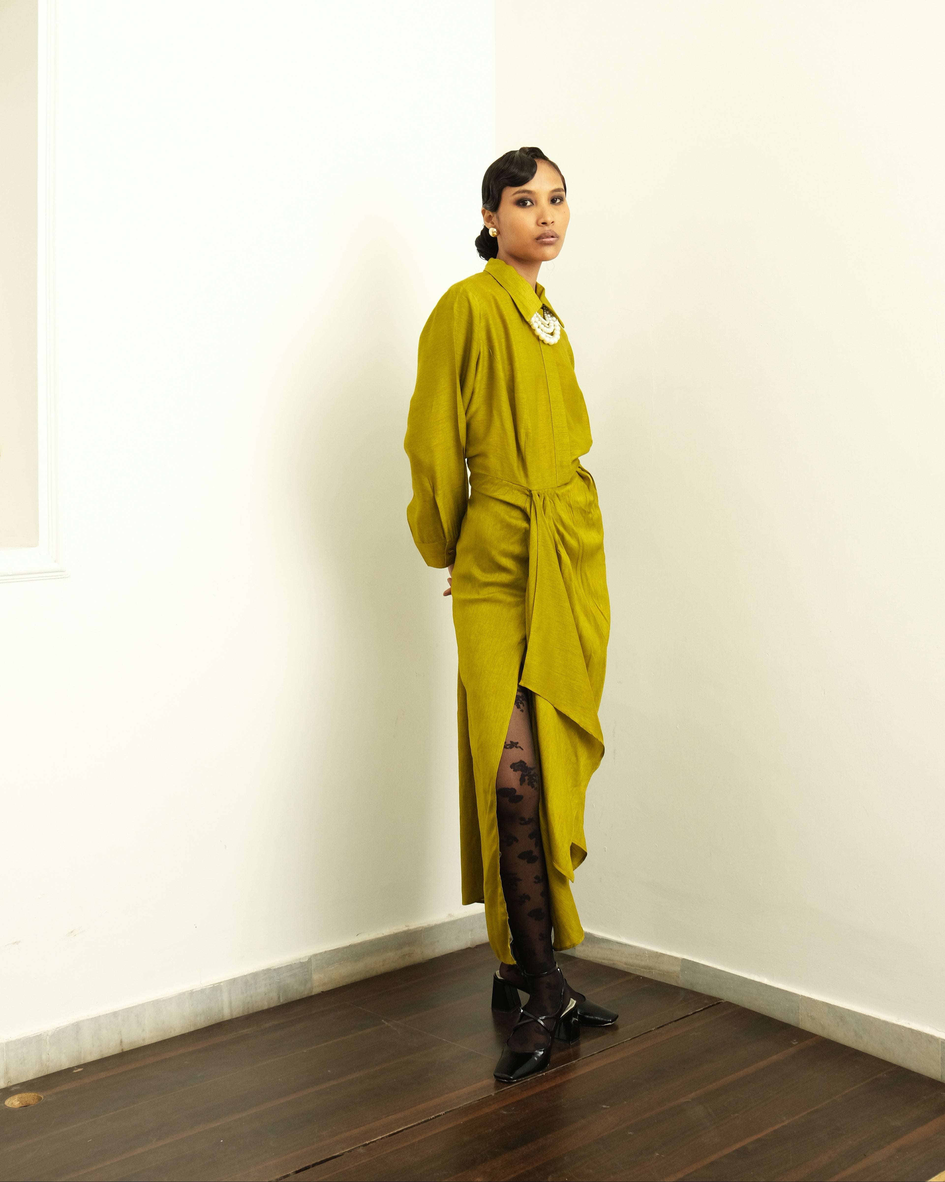 Olivia Pleated Drape Dress