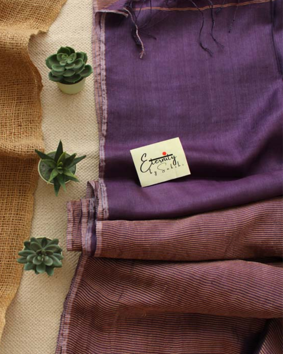 Purple Stripe Tussar Saree