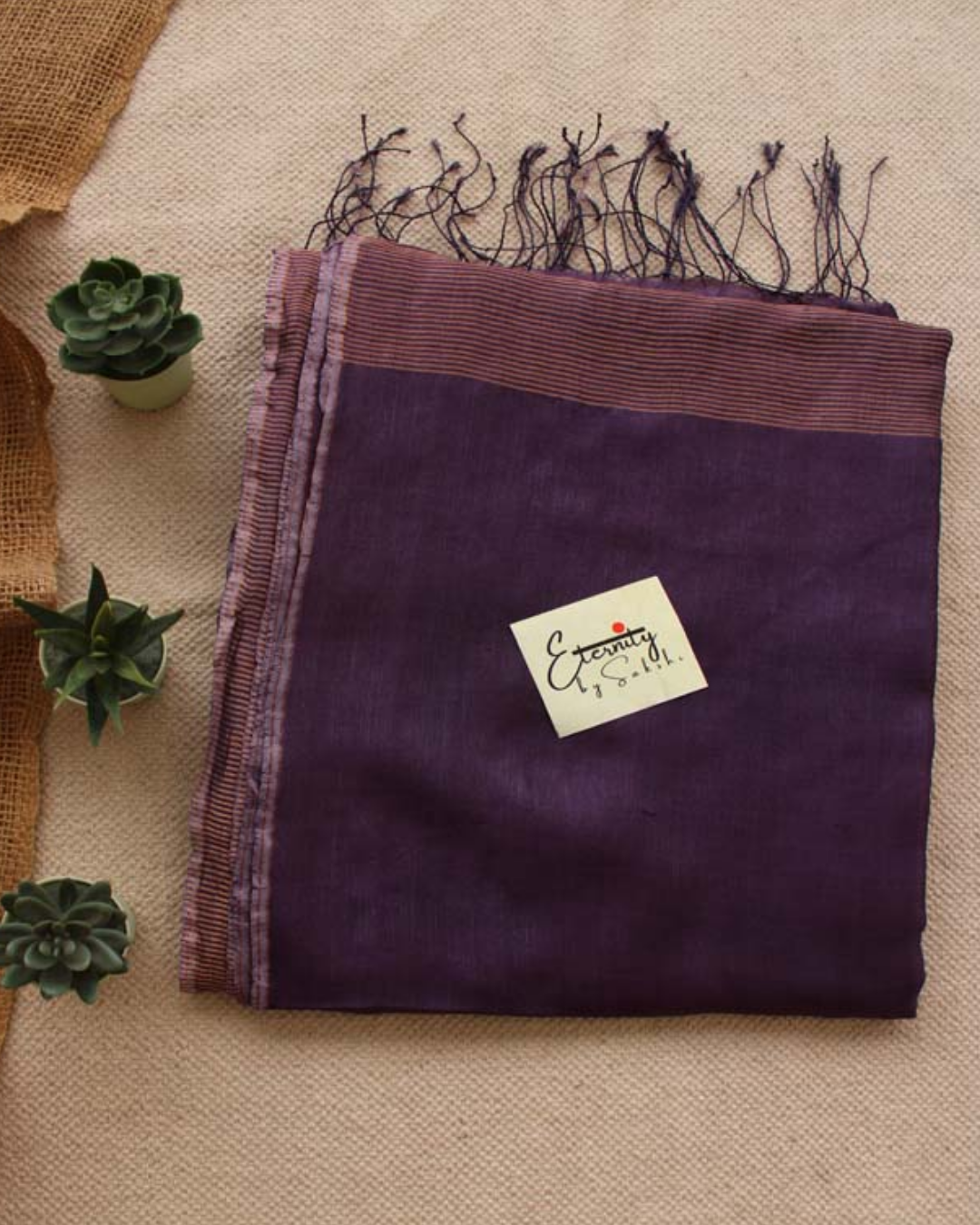 Purple Stripe Tussar Saree