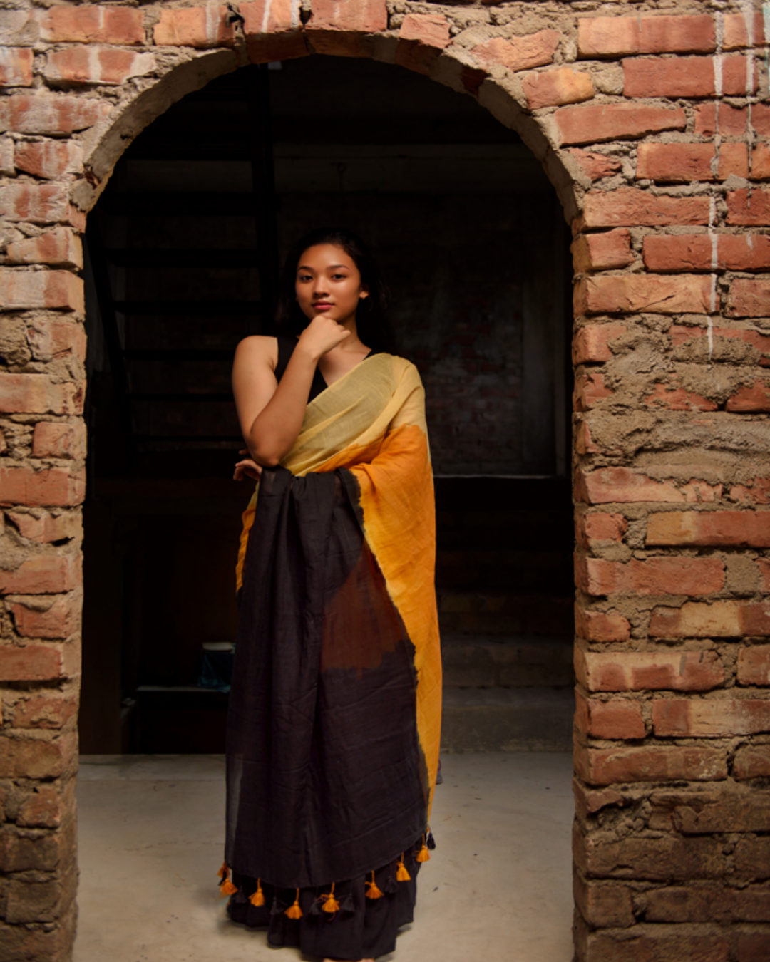 Black Tie and Dye Saree