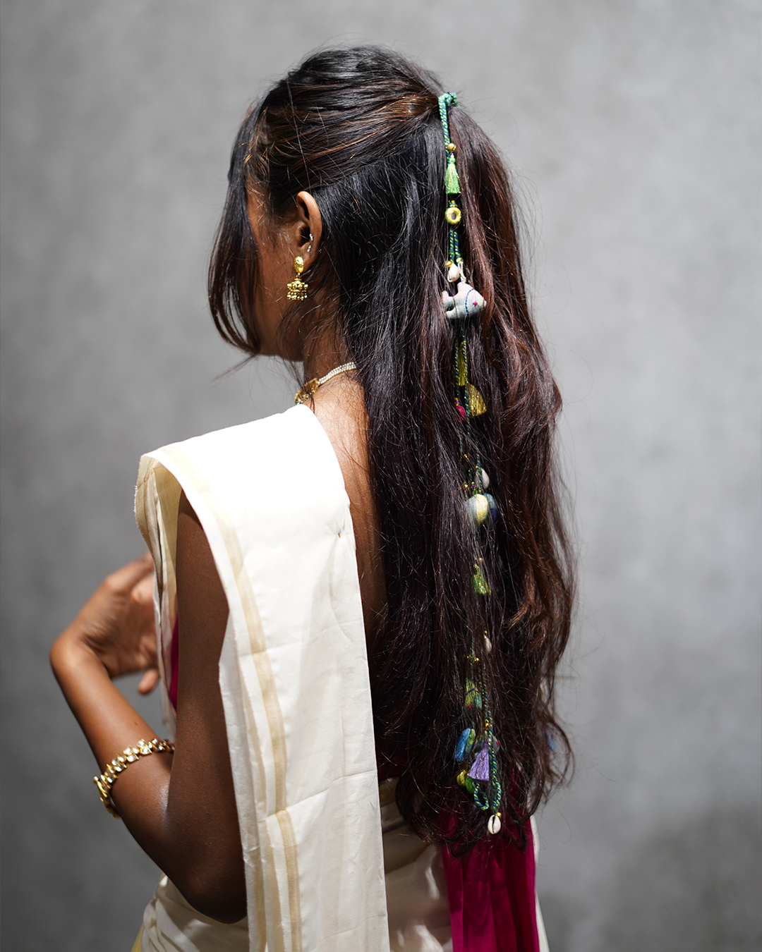 Two layer ghungroo hair braid