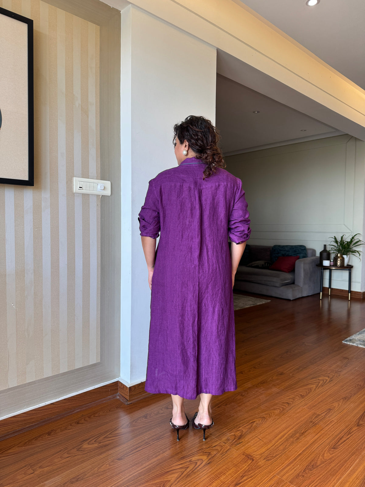 Iris Contrast-Piped Shirt Dress