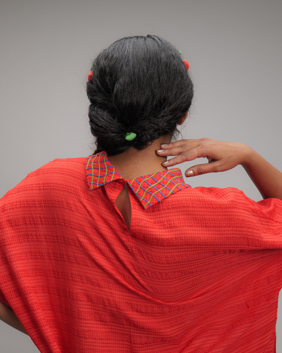 Maria Coral Ombré Roll Collar Kaftan