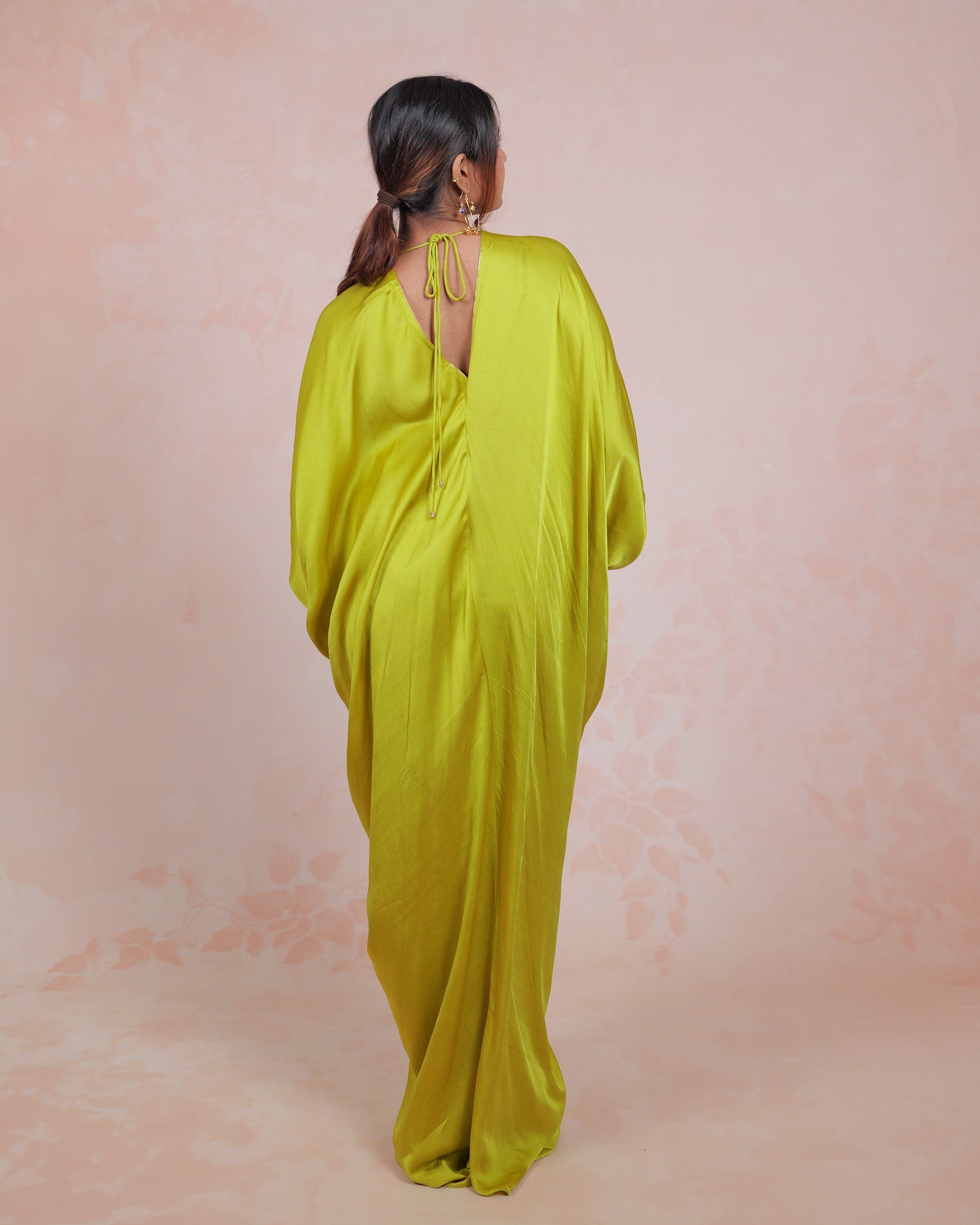 Lime Aura Piping Kaftan