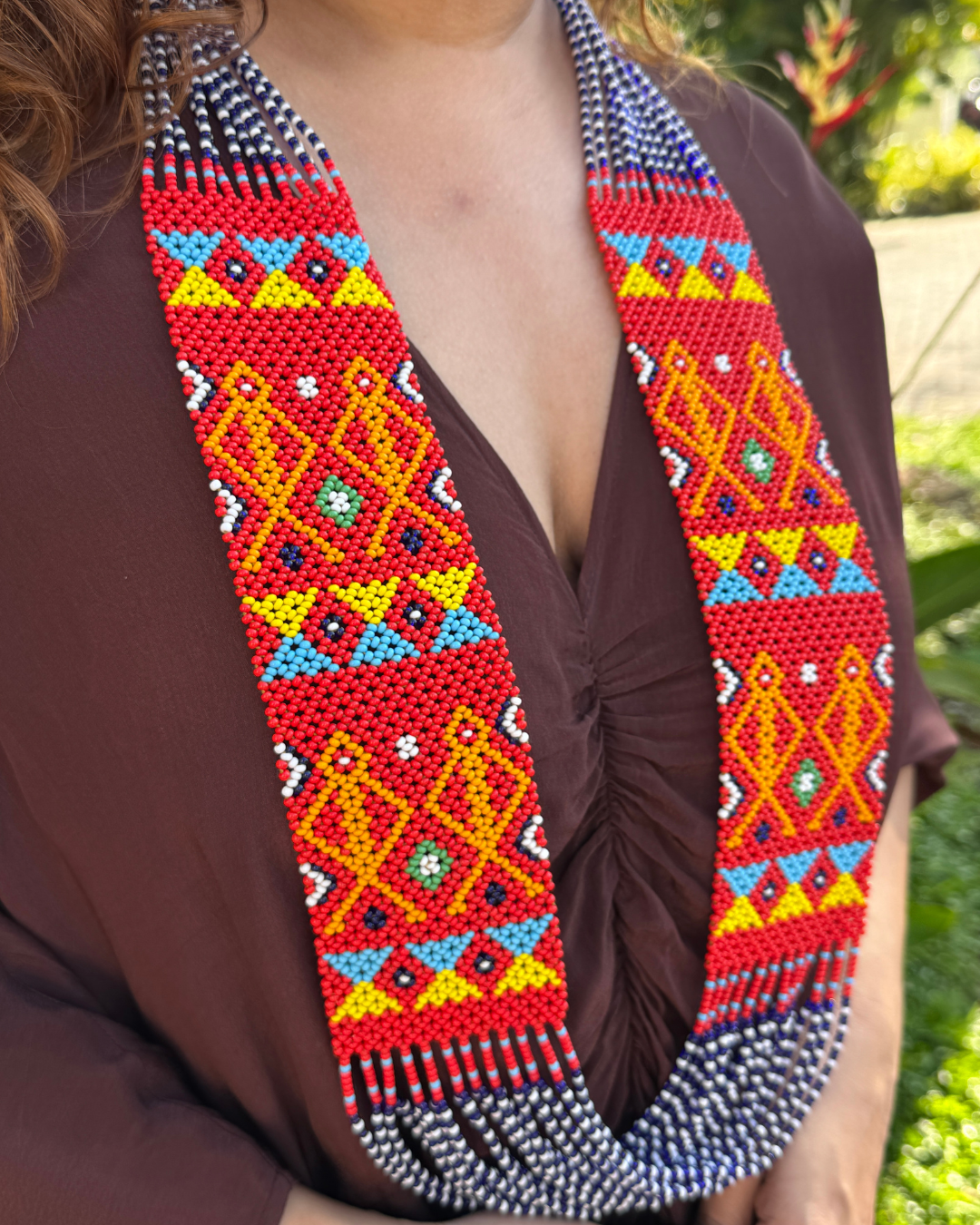 Red Tribal Naga Beaded Necklace