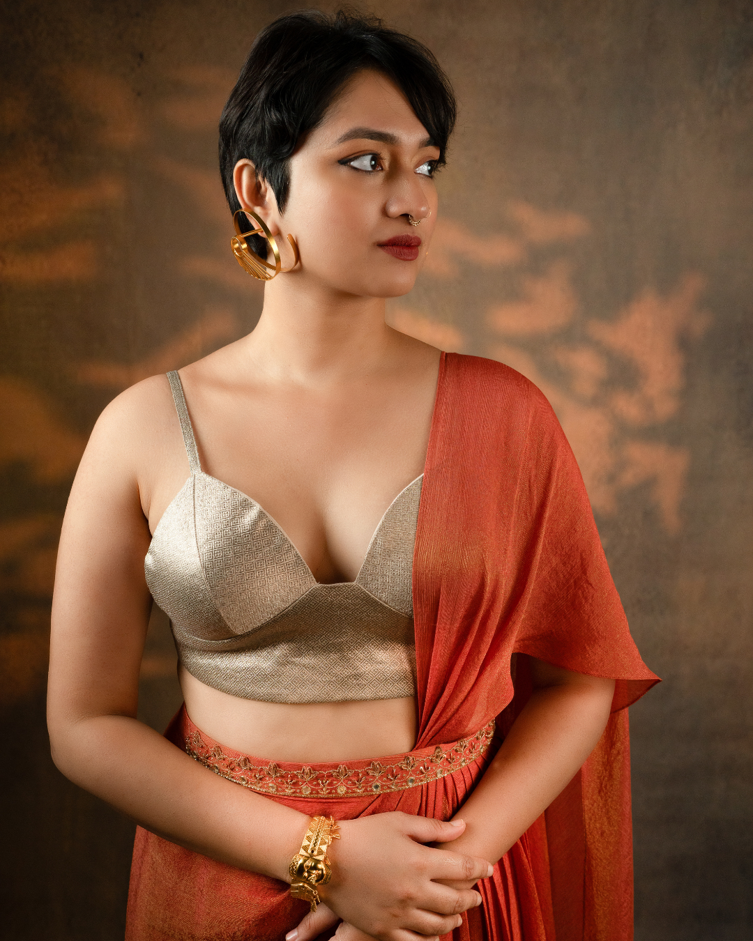 Tejaswi | Golden Brocade Bralet Blouse