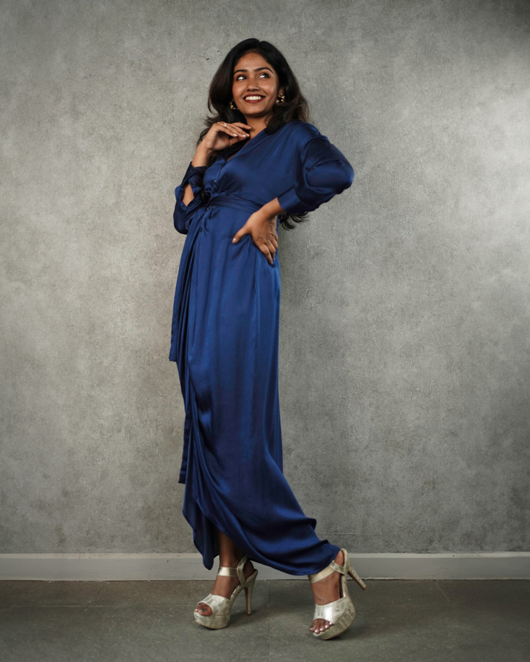 Blue Button Up Shirt Dress