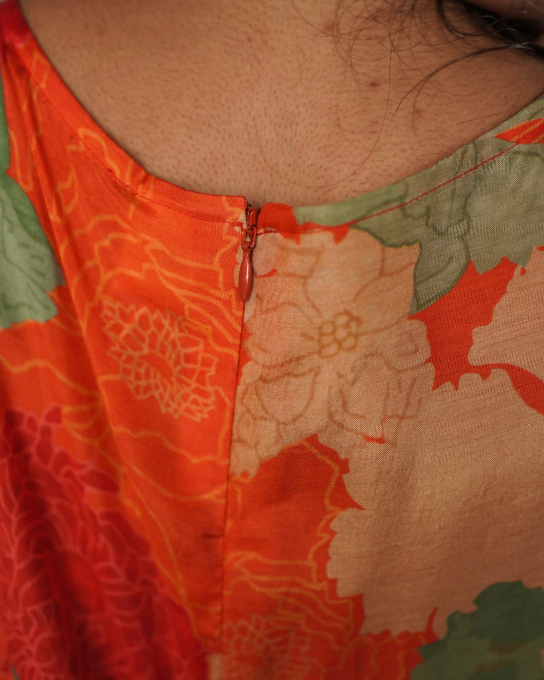 Tangy Orange Front Draped Dress