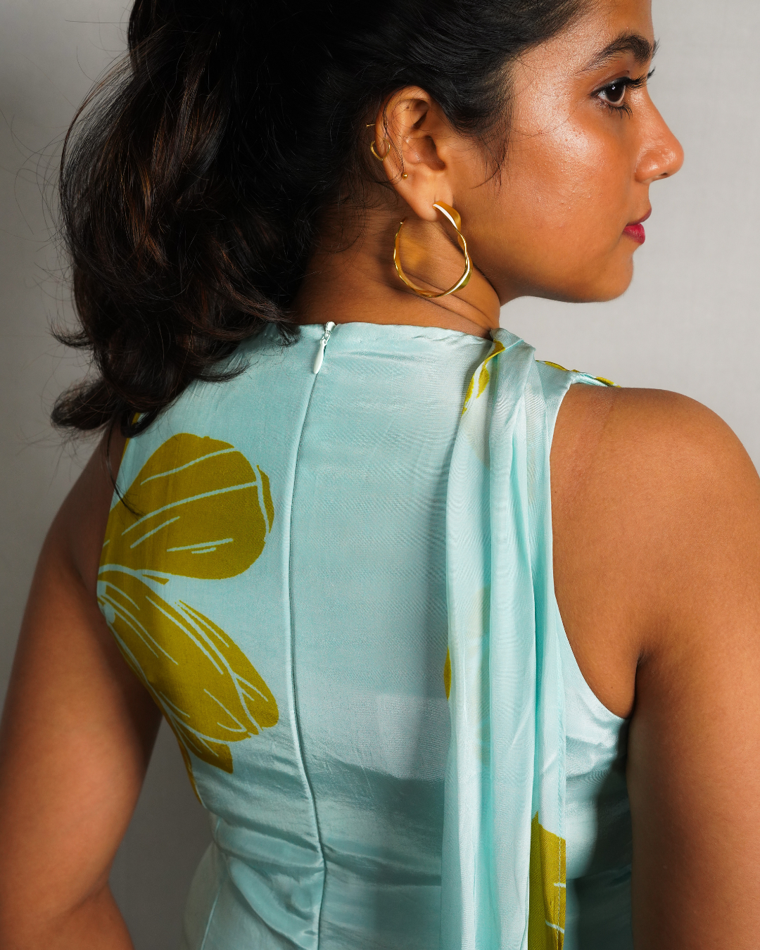 Ocean Flora Cutout Drape Dress