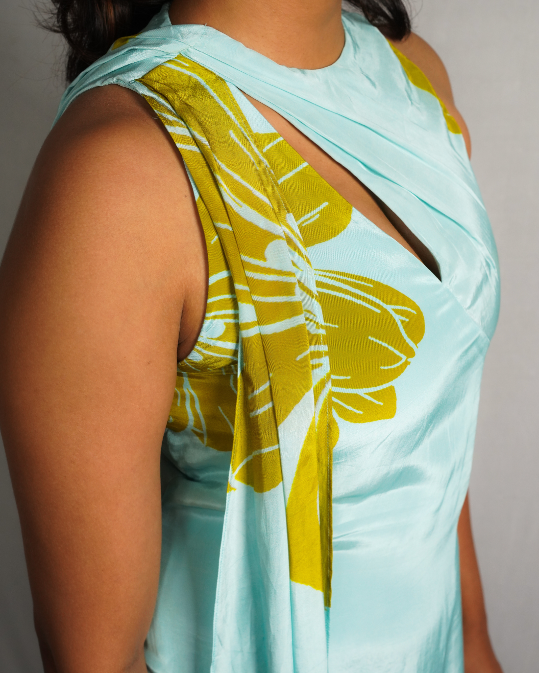 Ocean Flora Cutout Drape Dress