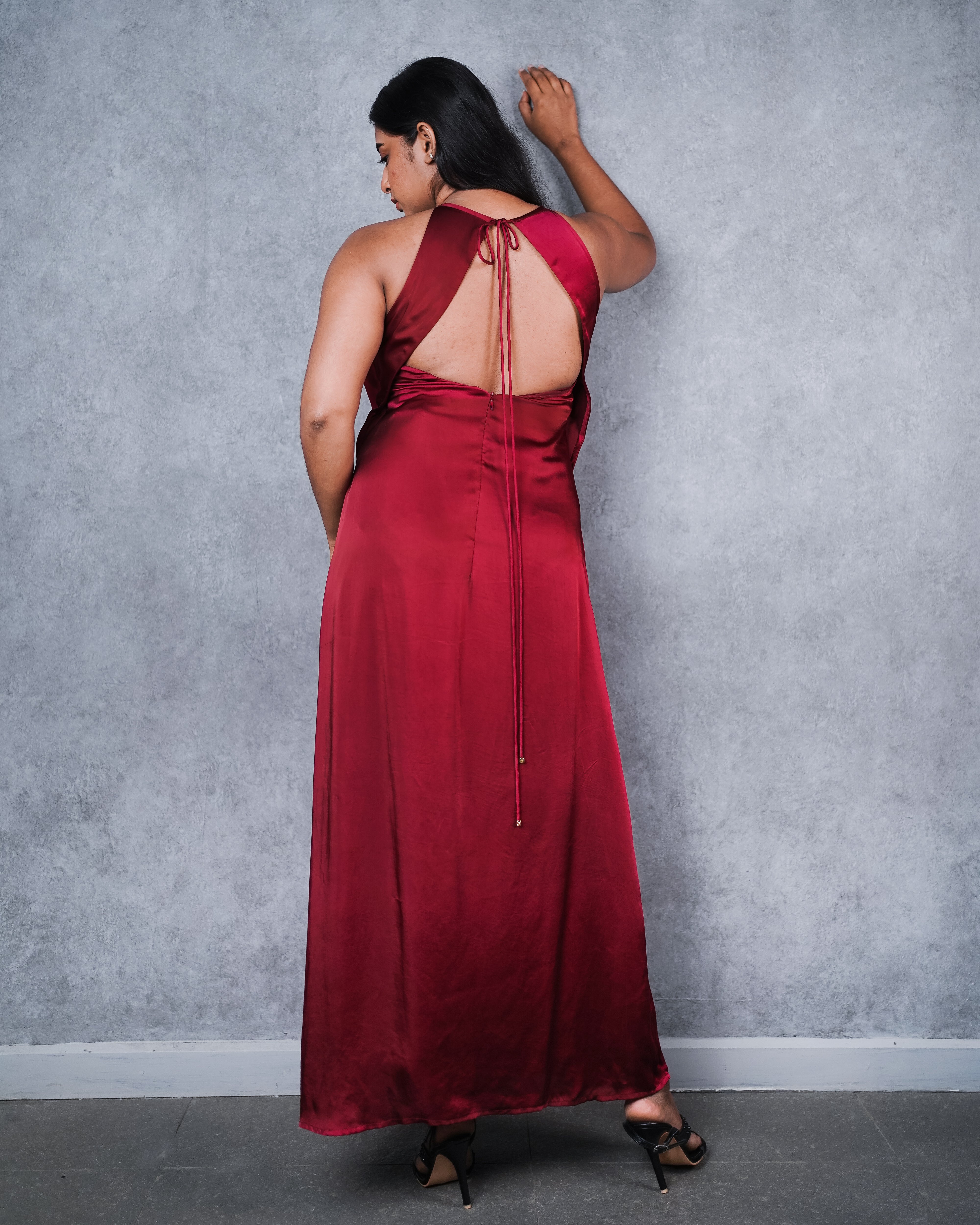Maroon Flamenco Ruffle Dress