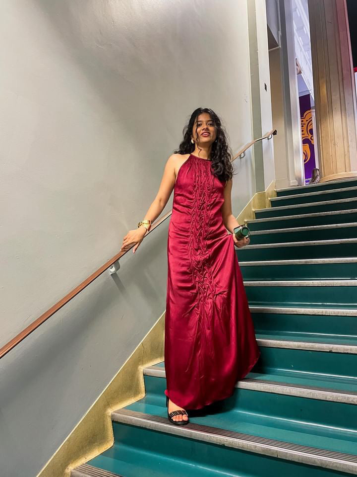 Maroon Flamenco Ruffle Dress