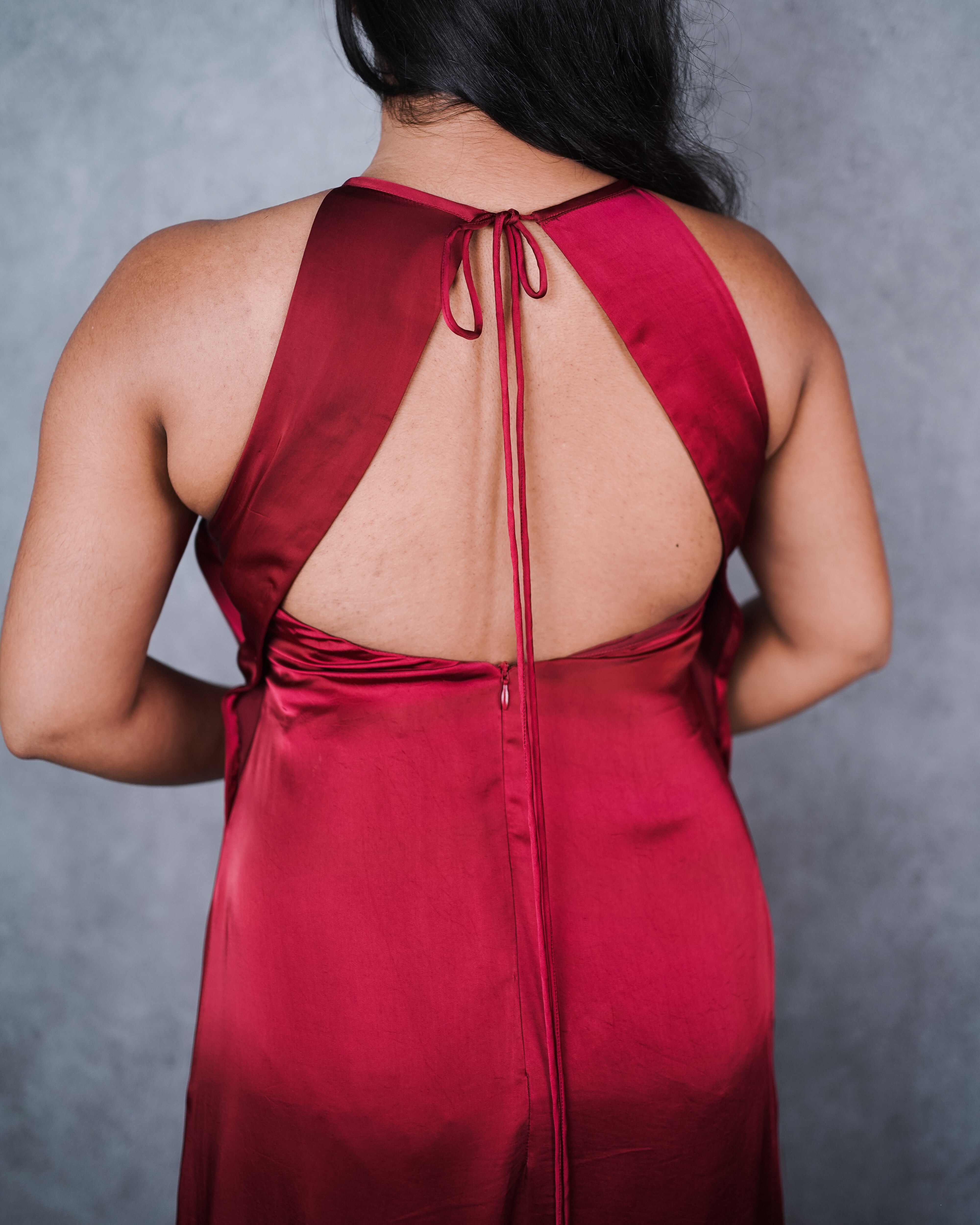 Maroon Flamenco Ruffle Dress