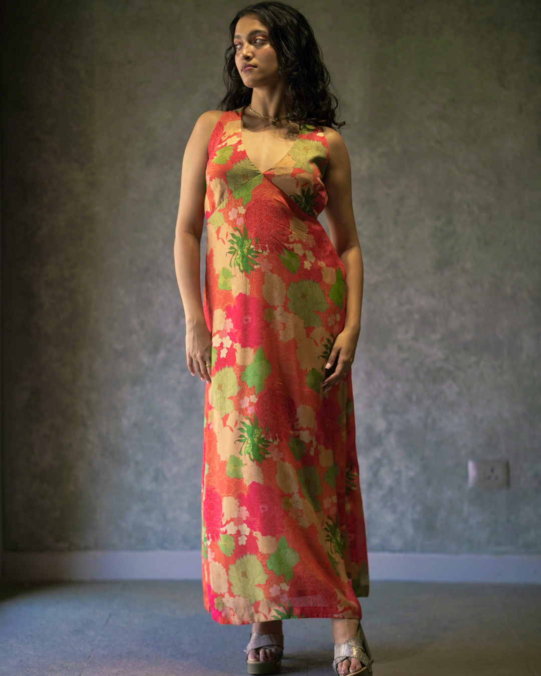 Tangy Orange Summer Floral Dress