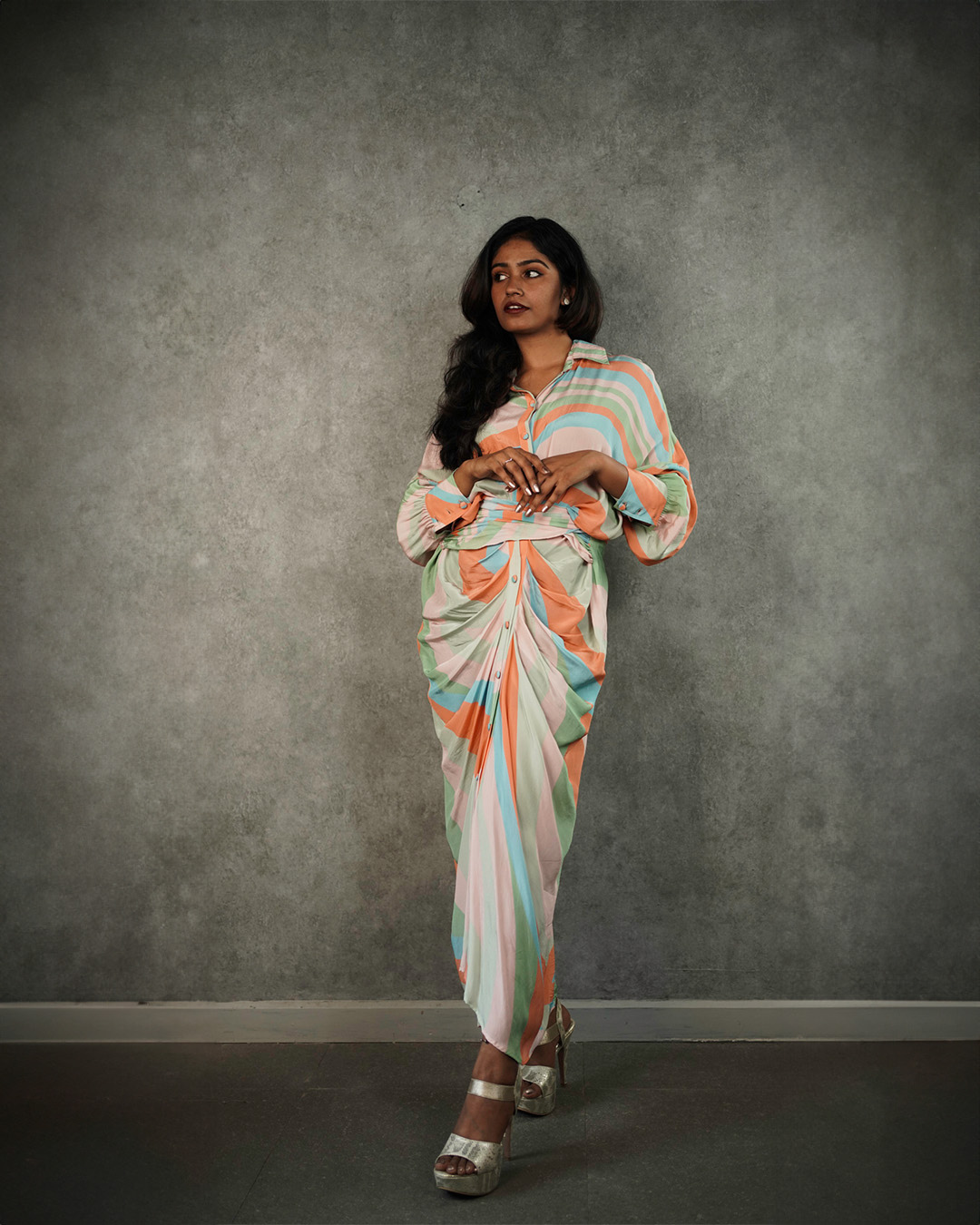 Pastel Striped Tie Up Dress