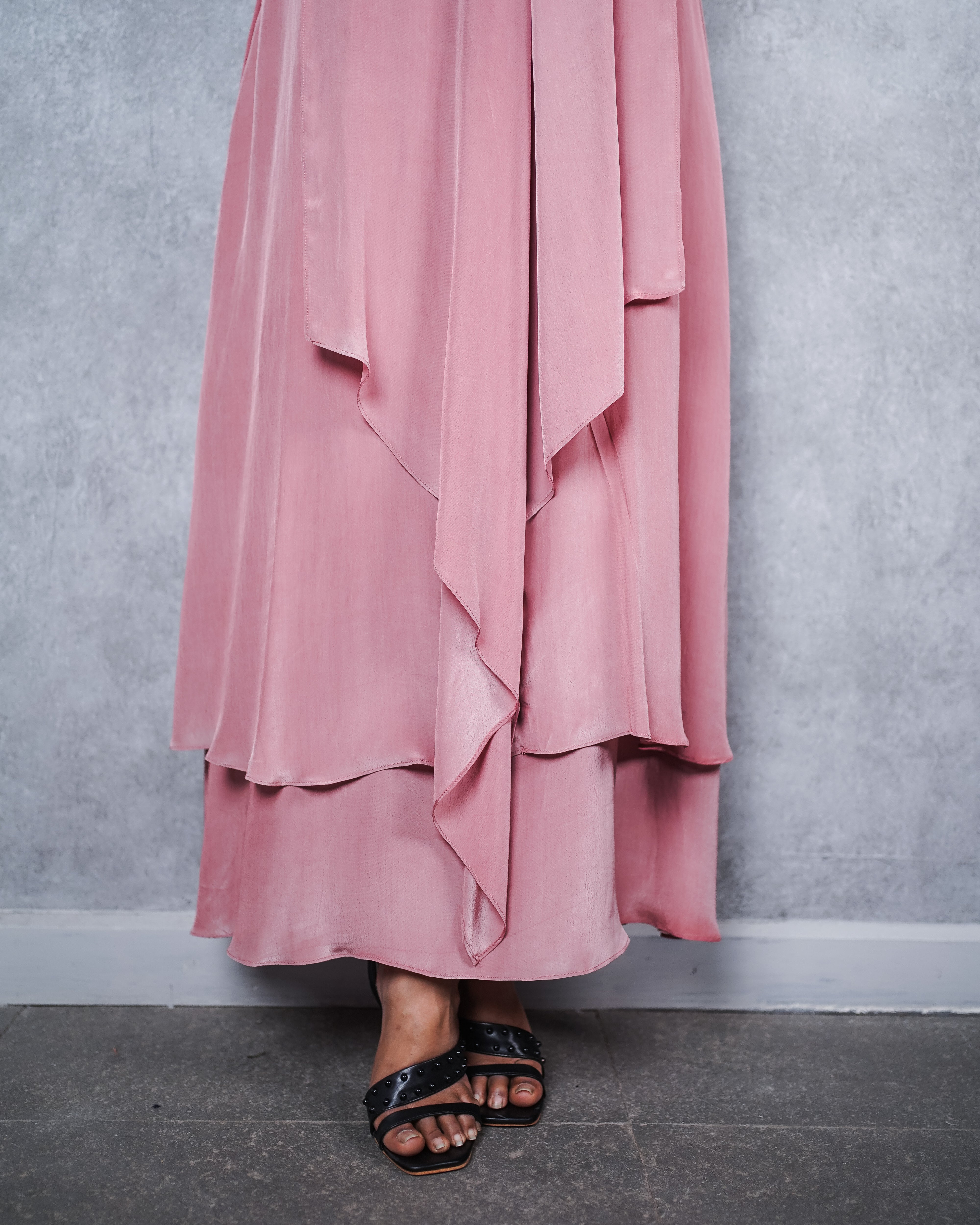 Pink Full Sleeve Asymmetric Dress