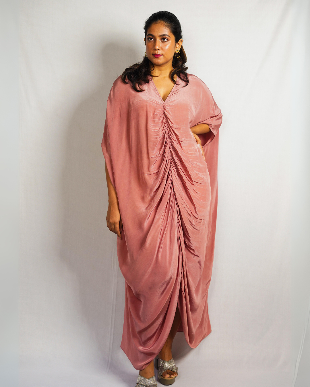Pink Ruched Kaftan