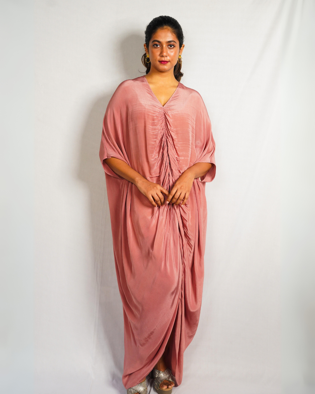 Pink Ruched Kaftan