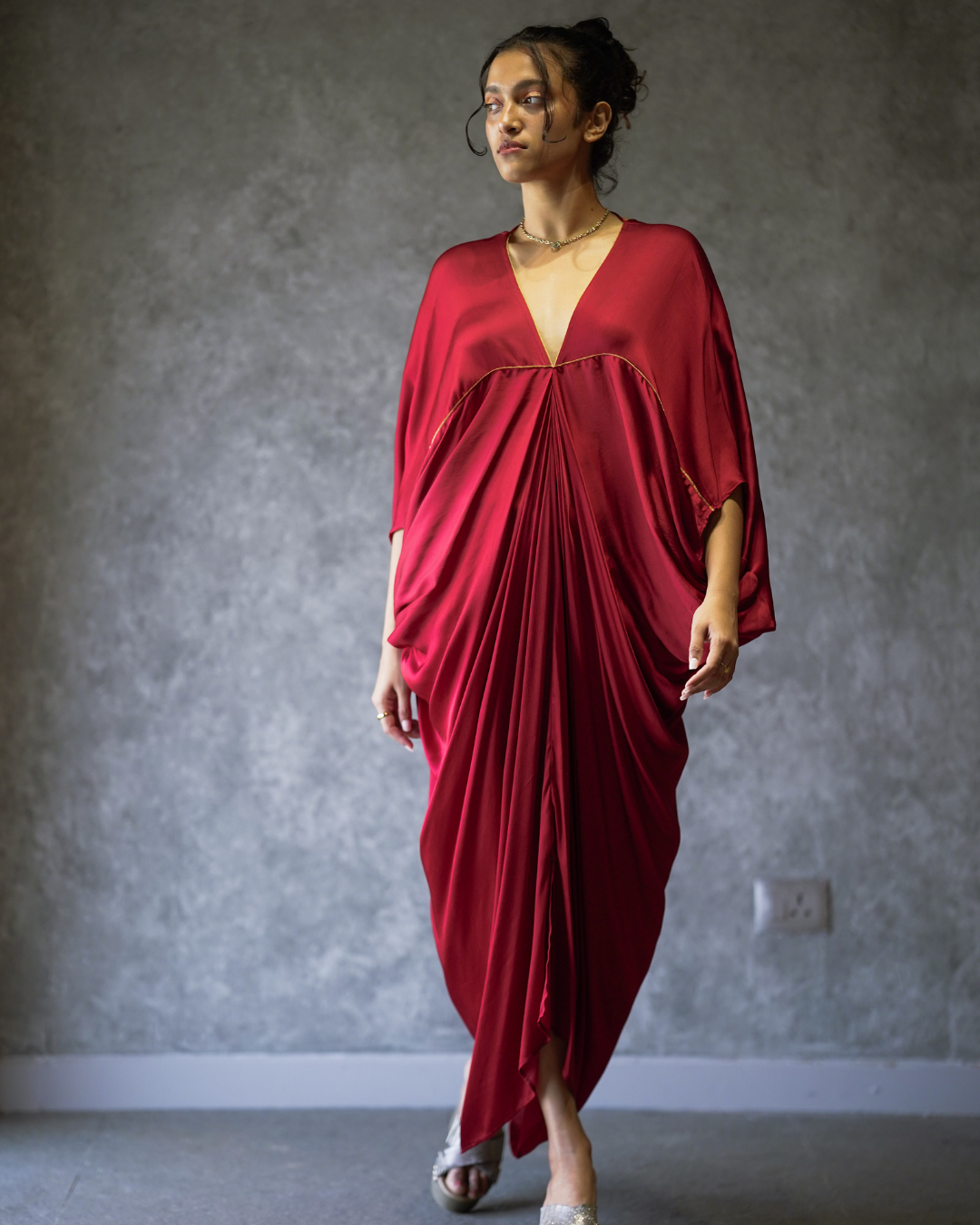 Maroon Piping Kaftan
