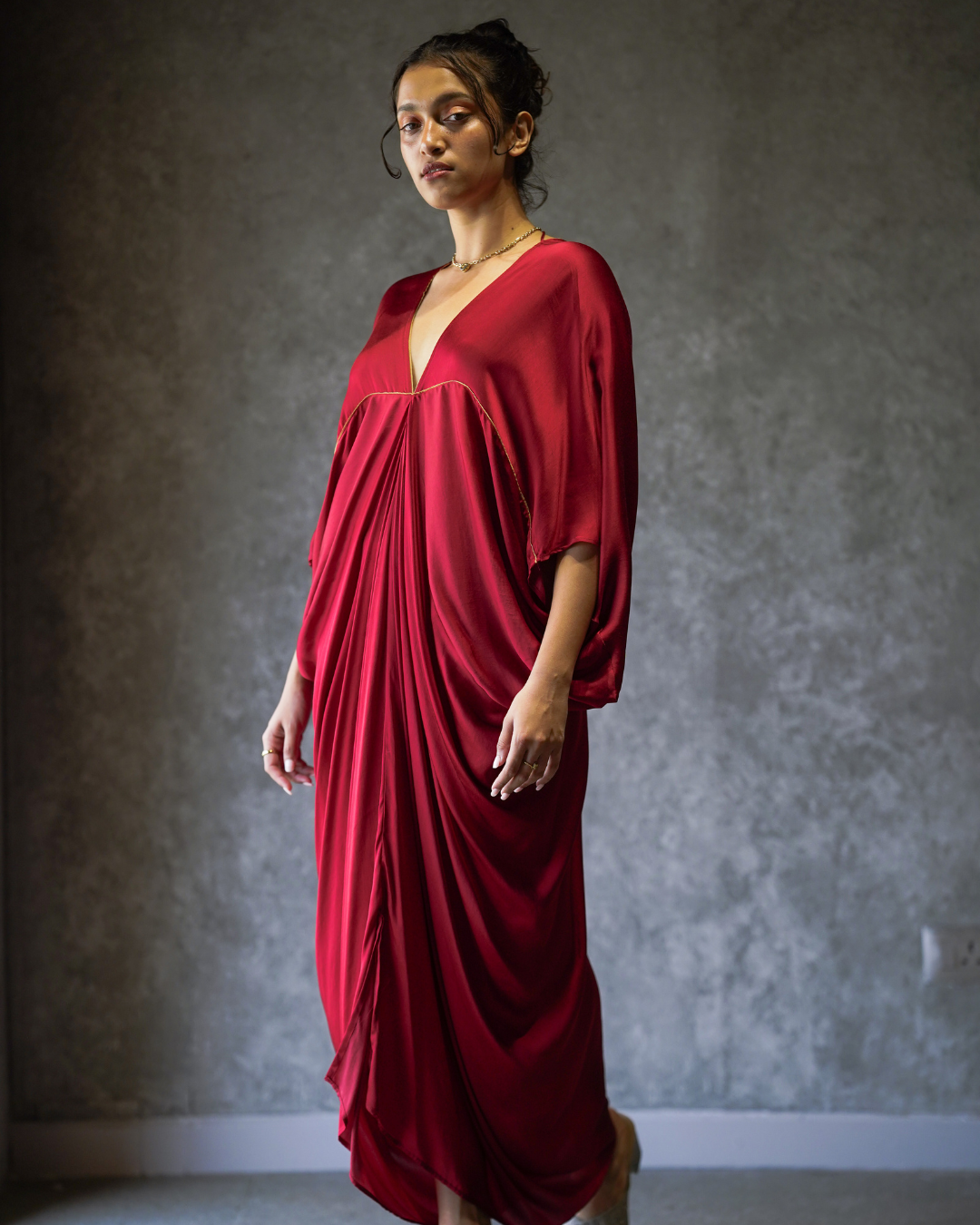 Maroon Piping Kaftan